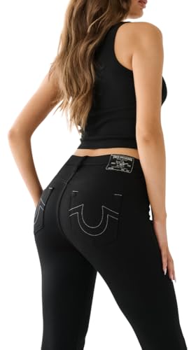 True Religion Women's Misses Ponte Fabric Midrise Joey Seamed Flare Pant