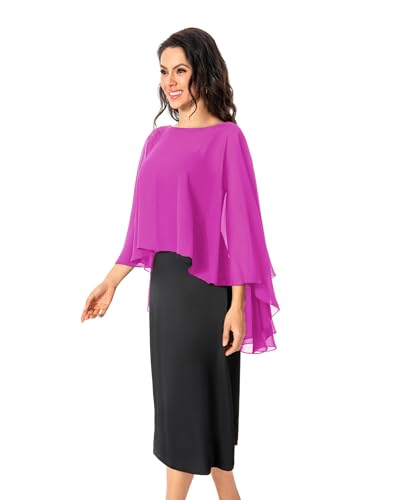Image of Baoqiya Chiffon Capes Sheer Capelets Long Cape Poncho For Women Plus Size