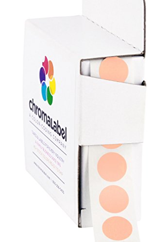 ChromaLabel 1/2 Inch Round Permanent Color-Code Dot Stickers, 1000 per Dispenser Box, Apricot
