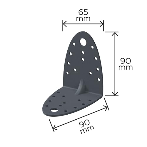 Gah-Alberts 335960 Heavy Duty Angle Connector with Ribbing Galvanized and Plastic-Coated Basalt Grey 90 x 90 x 65 mm/Quantity 4 - Image 2