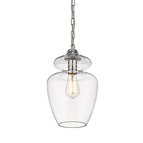 AUTELO Large Glass Pendant Lights - 9 inch Pendant Lighting Hanging Kitchen Light Fixtures with Clear Glass for Kitchen Island Dining Room H9165