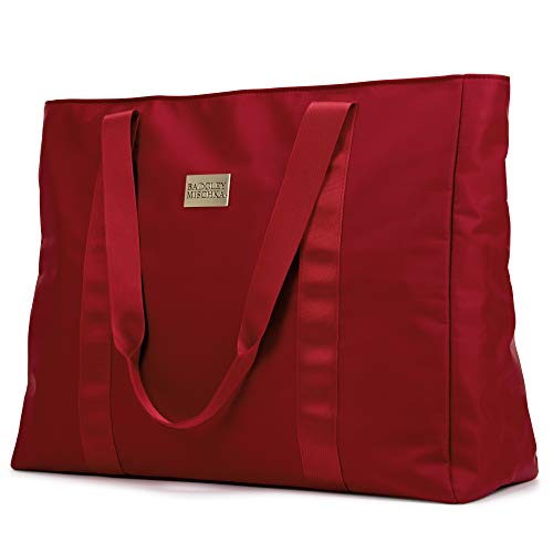 Badgley Mischka bolsa weekender plegable ligera color burdeos para viaje y equipaje