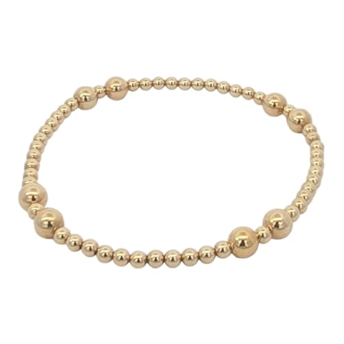 Anela 14kt Gold Filled Tarnish-Free Stretch Bracelet for Women - Elegant 3mm & 5mm Beaded Design - Great Gift Idea for Woman