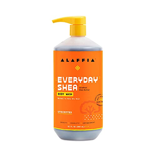 Alaffia - Everyday Shea Body Wash, Naturally Helps Moisturize and Cleanse Without Stripping Natural Oils with Shea Butter, Neem, and Coconut Oil, Fair Trade, Unscented, 32 Fl Oz