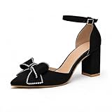Women's Elegant Bowknot Design High Heel Shoes, 2025 Stylish Fashionable Pointed Toe Heels for Party, Daily Clothing Decor for Women & Girls, Footwear (8,Black)