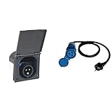 as - Schwabe Camping CEE-Caravan-Einspeisungsstecker, 230 V / 16 A, Grau I 61492 & Camping CEE-Adapterleitung Caravan, 1,5m H07RN-F 3G2,5 mit CEE-Kupplung, 230V, 16A, Schwarz, IP44, 60486
