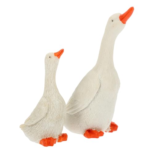TOPBATHY 2 Pièces Figurines de Canard Résine Décor Jardin Réaliste Petite Statue de Canard pour Pelouse Patio Cour Extérieur