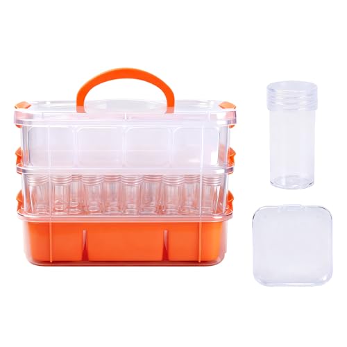 Bead Organizers 3-Tier Stackable Storage Container Box 87 Pcs Diamond Art Storage Plastic Storage Cases Mini Clear Bead Storage Containers for Bracelet Making DIY Jewelry Craft Nail Transparent Boxes