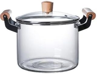 Heat-Resistant Glass Stock Pot Glass Cooking Pot - Heat-Resistant Borosilicate Glass Cookware stovetop Pot Clear Pasta Instant Noodle Pot Pan Stew Cooker (3.5 L)