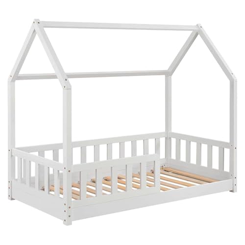 WELL HOME MOBILIARIO & DECORACIÓN Cama Infantil Modelo cabaña de Pino lacada en Blanco 90x190cm