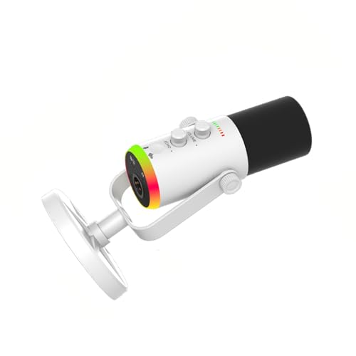 Microphone USB pour ordinateur et streaming blanc avec réduction de bruit ENC