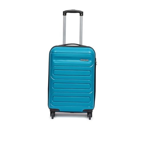 Image of Yayavar Tokyo Textured ABS Hard-Sided Suitcase Bag - 35L| Dual Color Trolley with 4 Spinner Wheels, Number Lock, Water Resistant | Luggage Bag for Travel (Teal & Black, 56cm, Small)