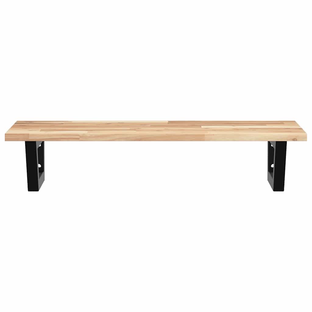 Estantería para lavabo de pared de acero y madera maciza de acacia, 60 x 40 cm, soporta 100 kg, ahorra espacio con soporte trapezoidal, ideal para lavabos de baño, lavabo con armario bajo