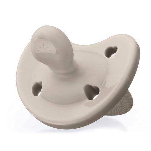 Image of Chicco PhysioForma Luxe Orthodontic Pacifier for Babies 6-16 Months, One-Piece 100% Soft Silicone, Supports Breathing, Textured Shield & Handle, Sterilizing Case, BPA Free, 2-Pack, Grey