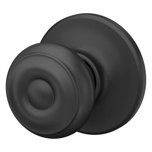 Image of Schlage F10 GEO 622 COH Georgian Door Knob with Cohen Trim, Hall & Closet Passage Lock, Matte Black