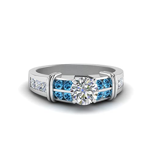 Image of 55Carat Choose Your Gemstone Channel Set Wide Diamond CZ Ring Sterling Silver Round Shape Side Stone Engagement Rings Everyday Jewelry Wedding Jewelry Handmade Gifts for Wife US Size 4 to 12
