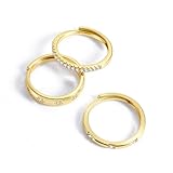 ALEXCRAFT Anillo Oro Mujer Anillos Ajustables Mujer Dorado 92 con Circonita Cúbica Dorado Bandas Finas para Todos los Dedos Banda