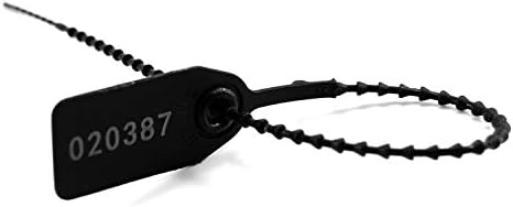 1000 Plastic Security Seals Tamper Evident Tags Self Locking Zip Ties Numbered Pull Tight Signage 250mm for Fire Extinguisher Truck (Black)