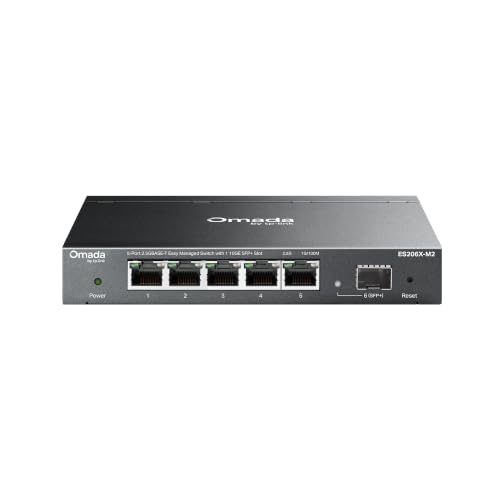 Image of TP-Link Omada 5 Port 2.5G Switch, Easy Managed, VLAN, Auto Loop Prevention, IGMP Snooping, Fanless, Managed by Omada, Durable Metal w / Shielded Ports(ES206X-M2)