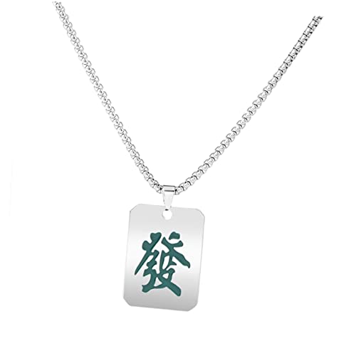 Collier pour femme pendentif Mahjong surface lisse en alliage argenté haute finition