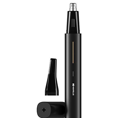 Havells FD5002 Multipurpose Facial Hair Remover Nose Hair Trimmer, Touch Sensitive, Remove & Trim Hairs from Eyebrows, Nose, Face, Upper Lips and Ear, Rechargeable, Unisex (Black)