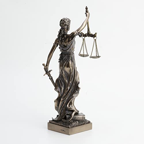 Unicorn Studio 13" Blind Lady Justice Holding Scale Resin Sculpture Bronze Finish #TOP4