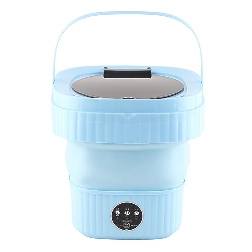 6L Foldable Washing Machine Mini Portable Washer Machine Built in Dehydrator Handle Underwear Sock Baby Clothes Personal Washing Machine For Apartment Laundry Camping RV Travel Use, Blue, Casual