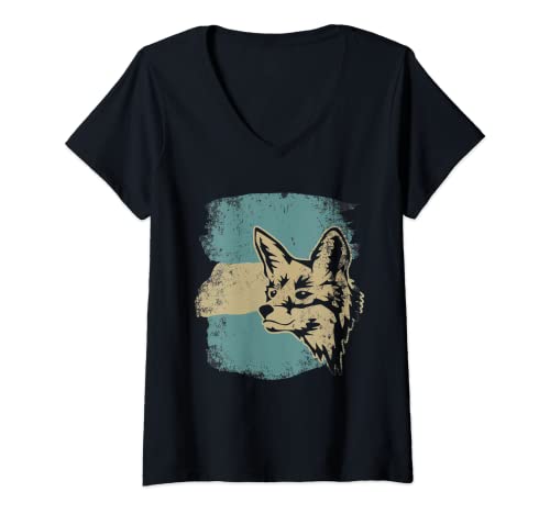 Mujer Retro Fox Gift Vintage Fox for men women fox Camiseta Cuello V