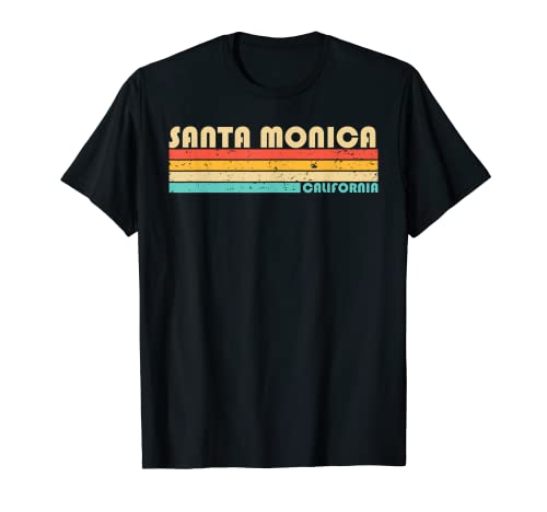 Santa Mónica CA CALIFORNIA Funny City Home Roots Retro 80s Camiseta
