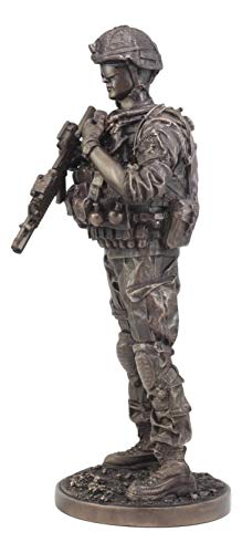 Estatua Militar Moderno Soldado Infantería con Rifle y Radio 13" miniatura 2