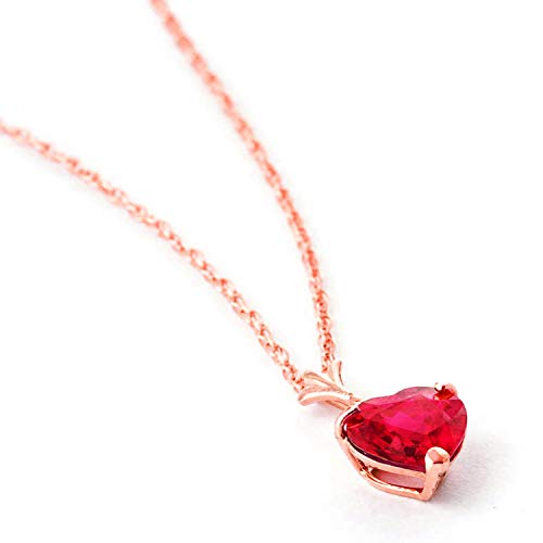 Galaxy Gold Gg 20" 20 Inch 14K Solid Rose Gold Necklace Heart-Shaped Ruby Handcrafted Fine Jewelry With Solid Gold And Genuine Gemstone. Anniversary Birthday Mother's Day Valentines Graduation, Christmas Spring Summer New Year Women Pendnat Necklace Gift Made In Usa Fine Jewelry Available In Yellow, Rose And White Gold #TOP3