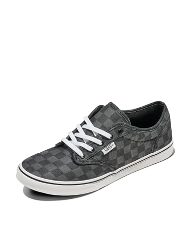 Vans Women's Atwood Shoe - Low-Top Fashion Sneakers for Work & Everyday Wear. Check Textile Black. 7