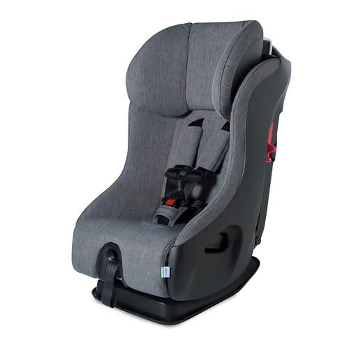 Clek Fllo Convertible Car Seat - Compact Design for 3-Across Seating, Extended Rear-Facing with Anti-Rebound Bar (Thunder)