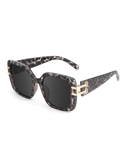 JM Vintage Oversized Square Polarized Sunglasses for Women，Retro Luxury Big Large Sun Glasses Black Tortoise