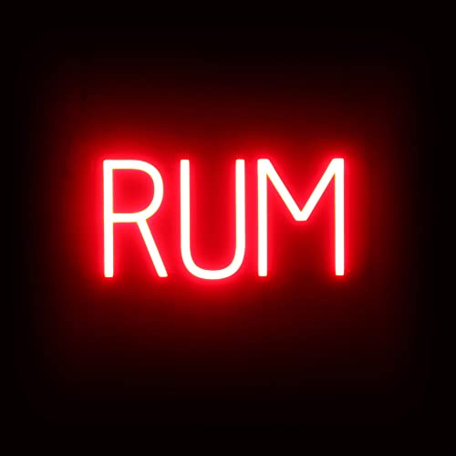 SpellBrite LED Neon RUM Sign for Business - Red, 14" x 6"