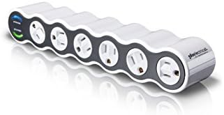 360 Electrical 36051 Power Curve 6 Outlet Surge Protector,White and Gray