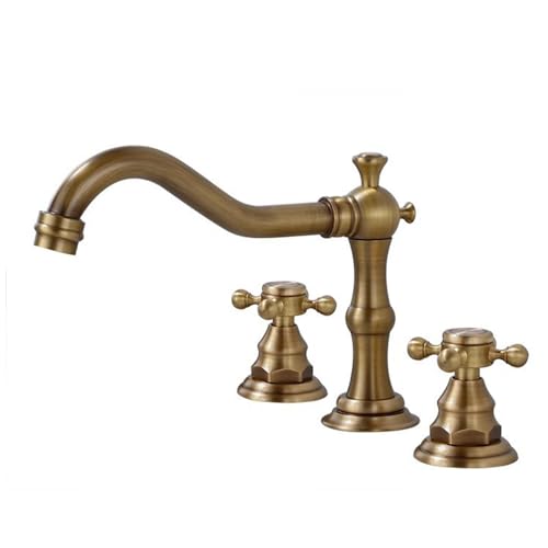 Robinet lavabo 3 trous noir ancien mélangeur vasque salle de bain vintage LWX en laiton