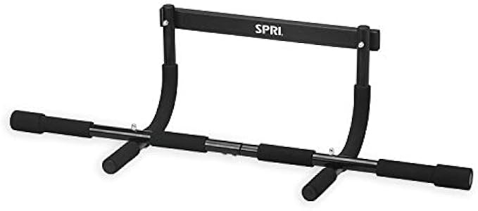 SPRI Pull Up Bar - 8-Grip Door Mounting Pullup Bar for Full Bodyweight Workouts - Heavy-Duty Steel Frame with Foam Handles - Supports 250 Pounds - Fits Doorways Up to 32 in. Wide - Black