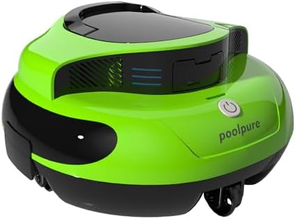 POOLPURE Akku Poolroboter 2026 – Kabelloser Poolsauger mit 100 Min Laufzeit | Automatischer Poolreiniger für flache Aufstellbecken bis 90m³, Dual Hall-Sensoren, 5000mAh, IPX8,grün