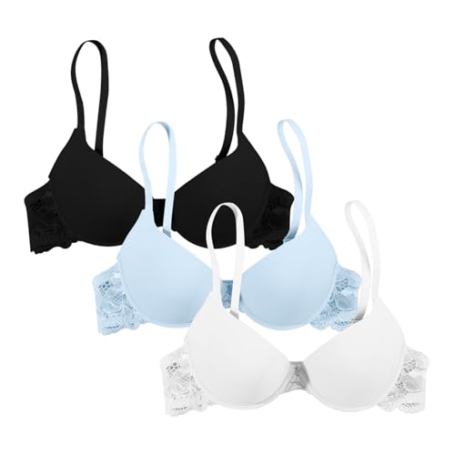 Sujetador liso con detalles de encaje refinado diseño moda mujer 6
