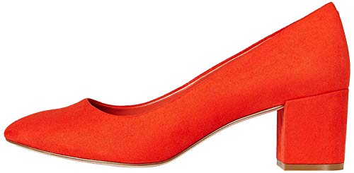 FIND Block Heel Round Toe Zapatos de Tacón, Naranja (Red), 37 EU