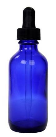 Dabria 1 Oz (30 Ml) Cobalt Blue Boston Round Glass Bottle w/Glass Dropper - Pack of 12