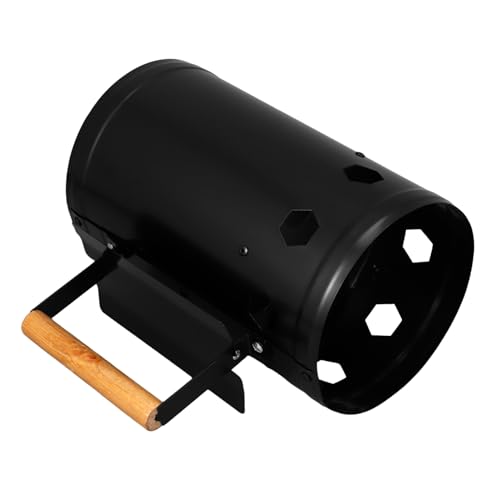 DECOMELODY Barbacoa de Encendido con Mango de Madera Barril Acero con Aislamiento Térmico y Seis Entradas de Barril Resistente para Camping y Exterior Color Aleatorio