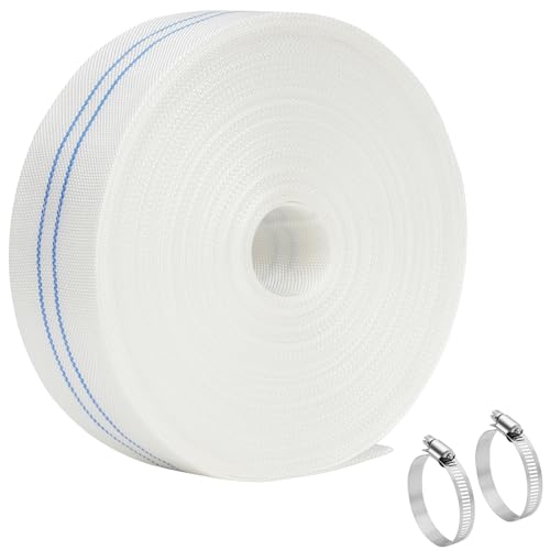 Pool Backwash Hose 1.5 IN 50 FT Pool Sump Pump Hose for Drain Water Discharge and Transfer Sump Filter Reinforced PVC with 2 Clamps