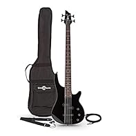 Full Size 4 String Electric Bass Guitar by Gear4music Looks, Playability and Sound That Make It Perfect for A Variety of Metal Sub-Genres Solid, Lightweight Body with Wide Cutaways Two Humbucker Bass Pickups Produce a Fat and Warm Tone Includes a Fit...