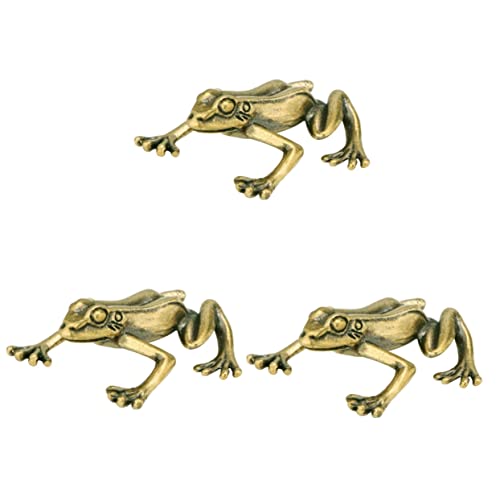 ABOOFAN 3stücke Retro Messing Frosch Figur Handgefertigtes Desktop Deko Ornament Für Zuhause Büro Und Auto Vintage Kröte Skulptur Als Für Reichtum Und Wohlstand