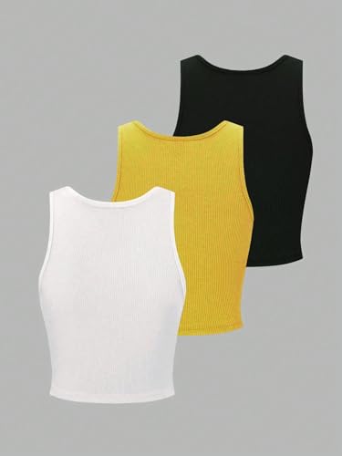 Image of KERI PERRY Tops for Women Crop Top for Women's Tank Activewear Tee Sports Western Casual Cotton Camisole Pack of 3 Combo