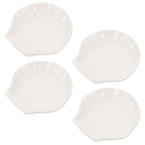 Kichvoe 4pcs Shell Shaped Tea Bag Holder Coasters Seasoning Dishes Spoon Rests for Appetizers and Dipping Sauces Friends and Family