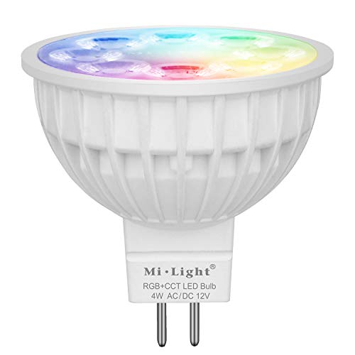 Mi Light MR16 Color Changing LED Spotlight WiFi RGB +CCT 4 Watt Warm White Dimmable (4W MR16)