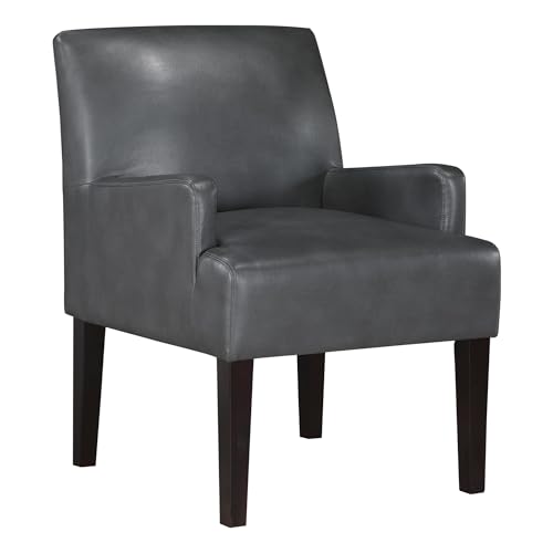 Osp Home Furnishings MST55-PD26 Main Street Upholstered Guest Chair With Espresso Finish Accents, Pewter Faux Leather cover